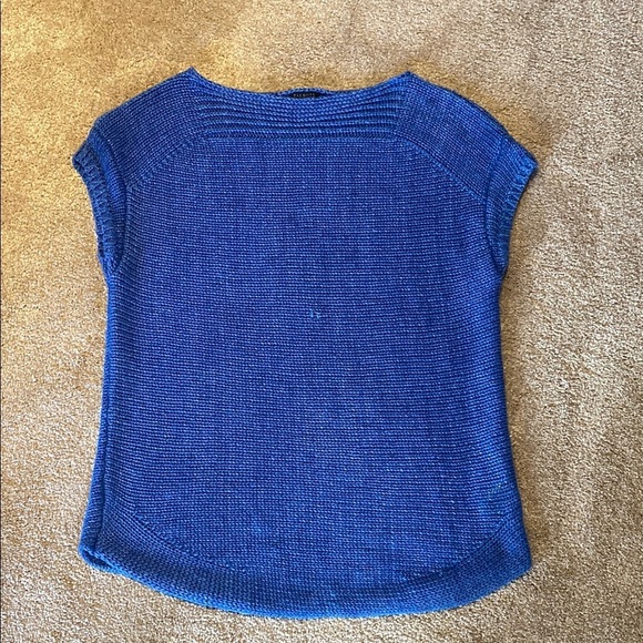 Talbots Linen Boat Neck Cap Sleeve Chunky Knit Sweater Ink Blue Size SP - Picture 1 of 6